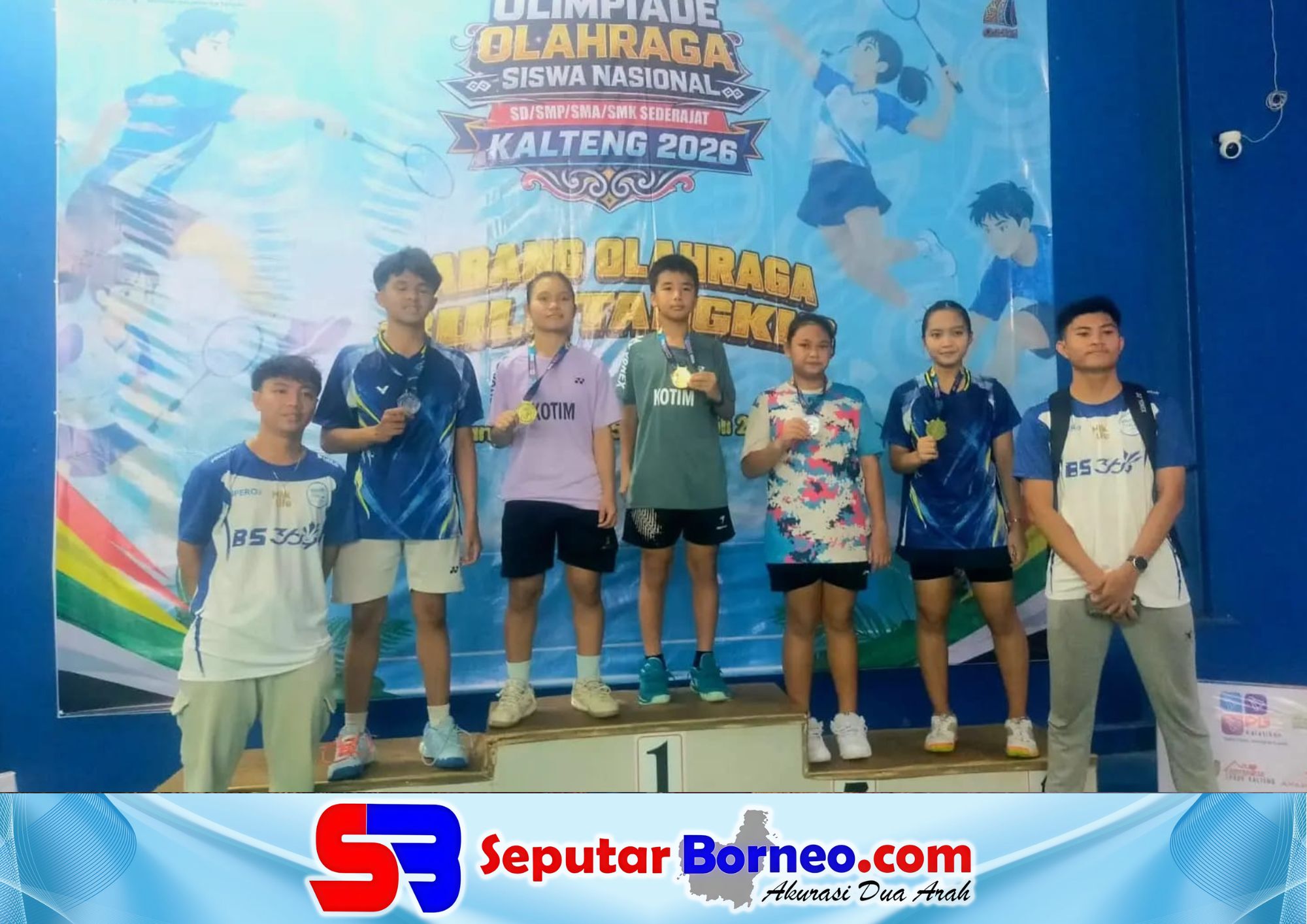 Atlet Bulutangkis O2SN Kotim ketika mendapatkan juara ditingkat Kalteng. (FOTO: ISTIMEWA)